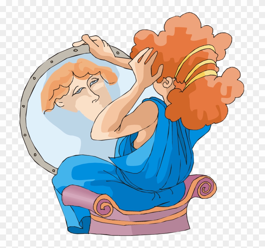 Female Looking In A Mirror Image From Www - Cartoon Clipart
