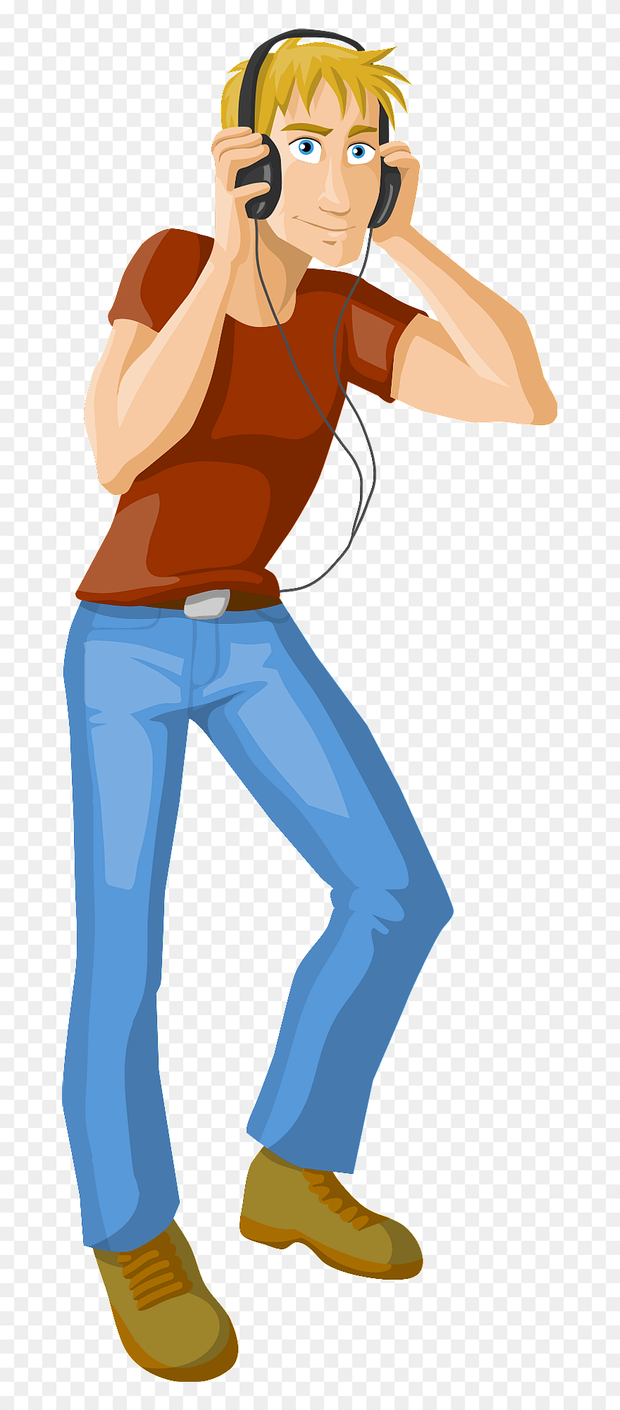 Man, Guy, Jeans, Dancing, Headphones, Music, Listening - Spanish Boy In Cartoon Clipart