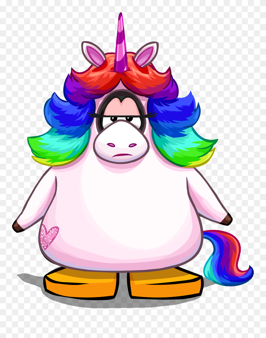 Rainbow Unicorn Outfit Player Card - Club Penguin Blue Penguin Clipart