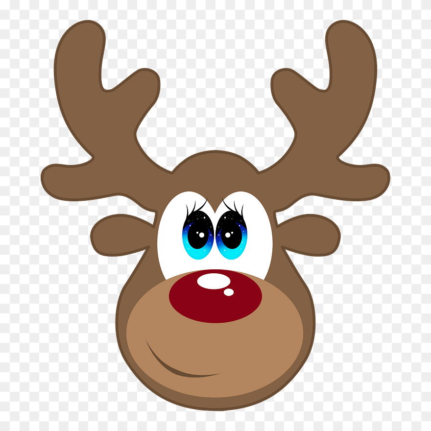 Cartoon Deer Face Clipart - Clip Art Reindeer Head - Png Download