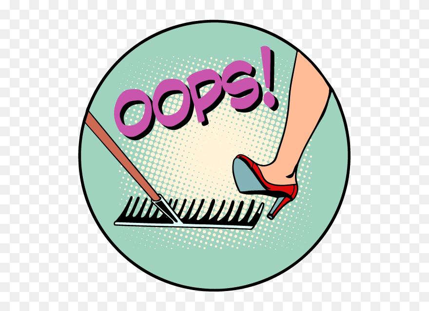 Illustration Of Female Leg Stepping On Rake With The - Marcher Sur Un Rateau Clipart
