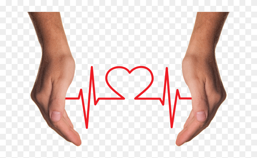 Cupping Hands Heart Ekg - Estres En La Salud Clipart