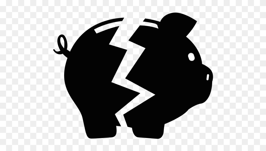 Broken Piggy Bank Icon Clipart