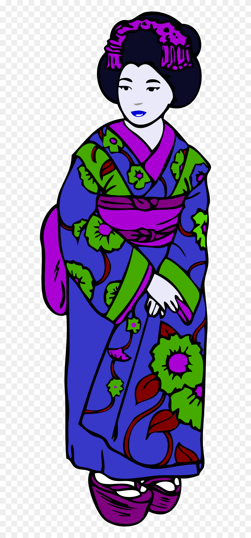Kimono Clipart - Coloring Sheets Of Japanese People - Png Download