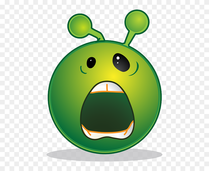 Green, Alien, Smiley - Alien Smiley Clipart