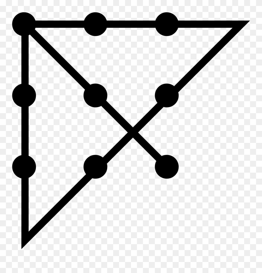 Draw 4 Straight Lines Through 9 Dots Clipart