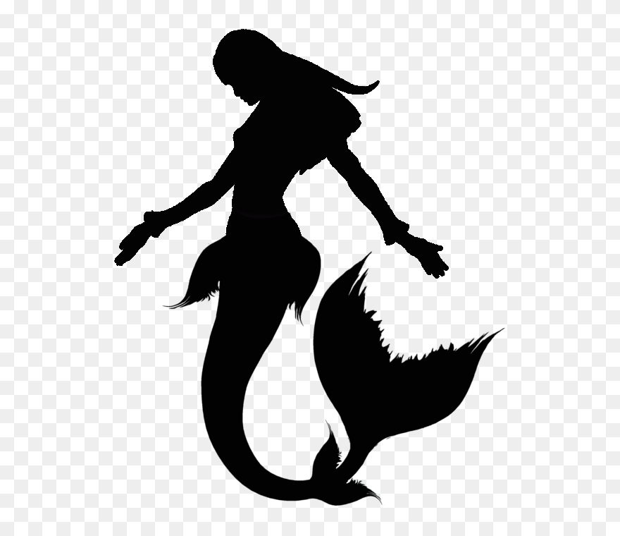 Ariel Silhouette Mermaid Drawing Clip Art - Silhouette Mermaid Clipart - Png Download