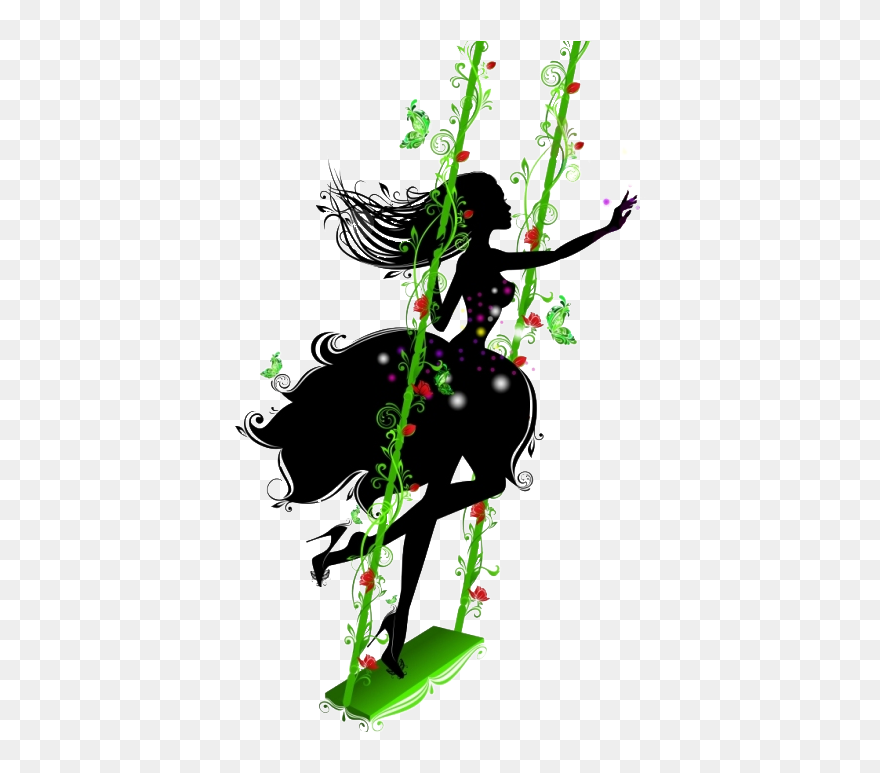 Swing Silhouette Photography - Нарисовать Силуэт Феи На Качелях Clipart