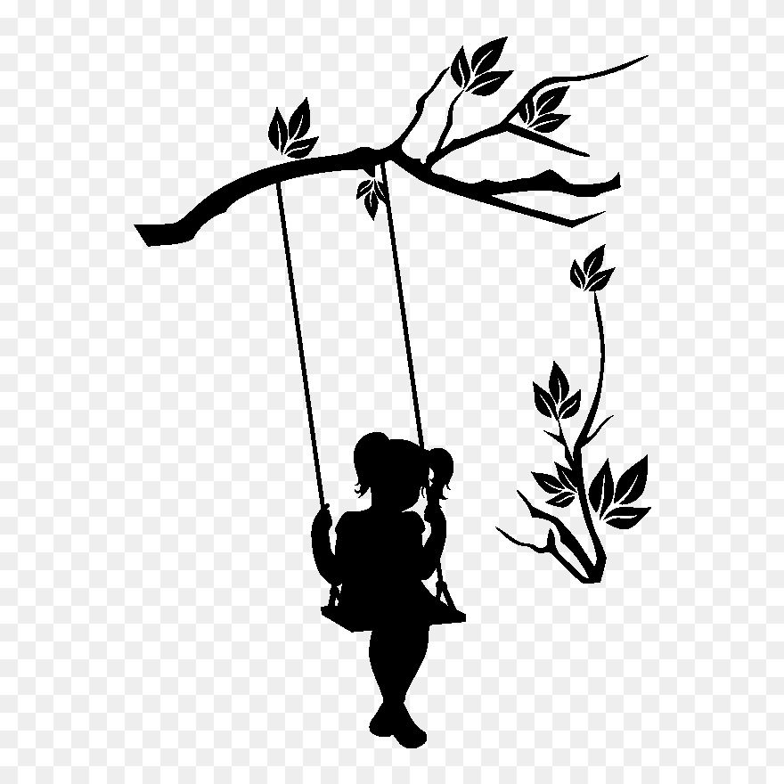 Dessin Petite Fille Sur Une Balancoire Clipart