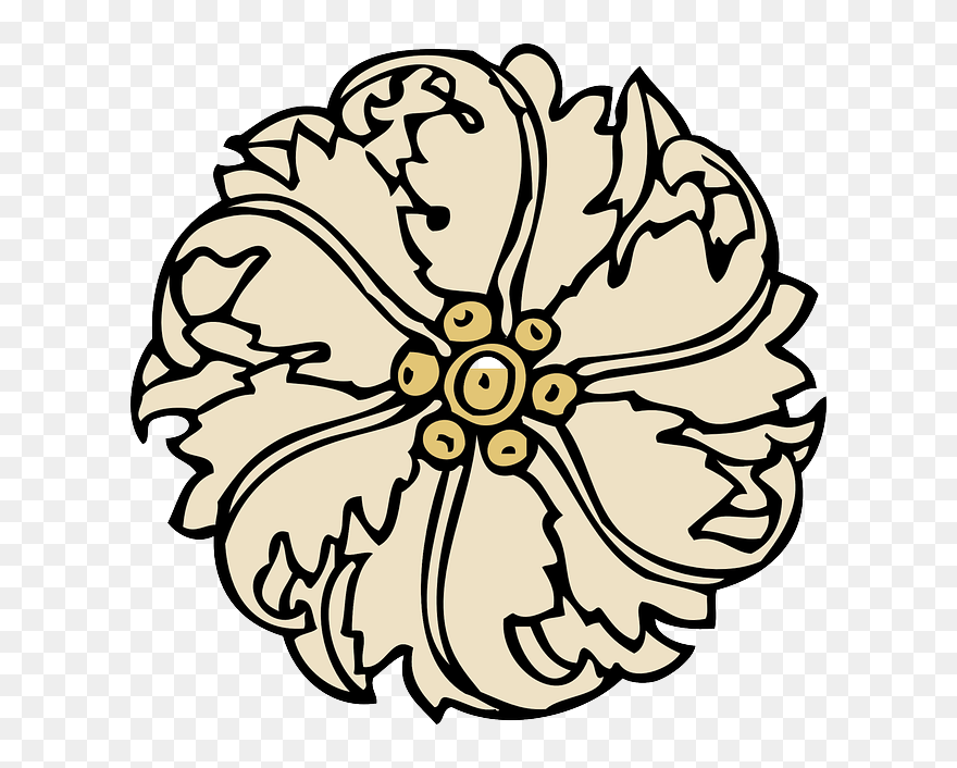 Round, Ornament, Decorative, Rosette, Roses, Decoration - Rosette Clip Art - Png Download