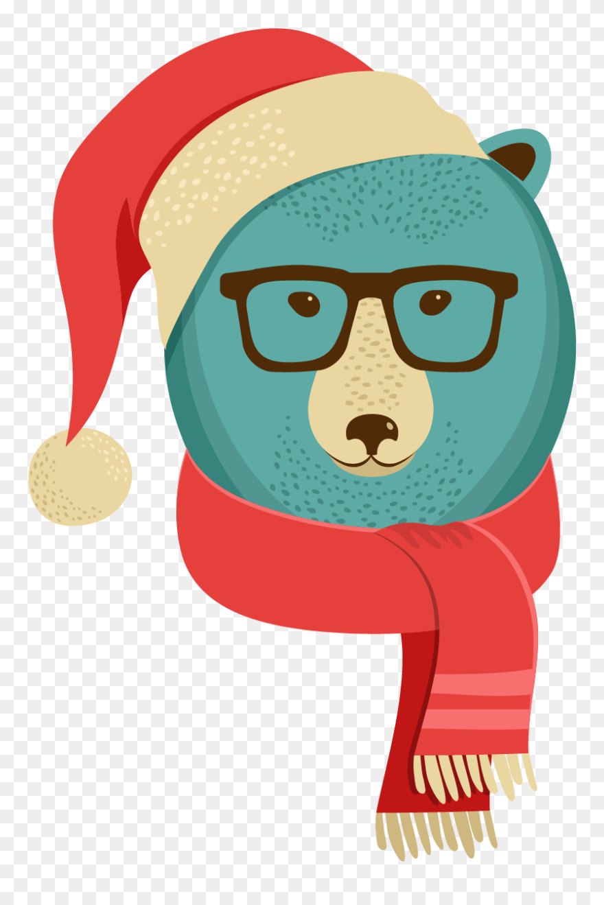 Hipster Christmas Bear Clipart
