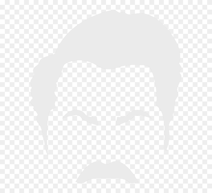 Ron Swanson White Outline Clipart