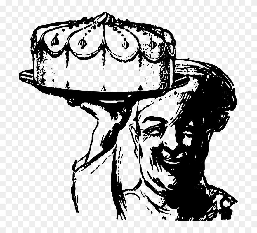 Drawing Of A Chef Holding A Cake - Chef Clip Art Drawing - Png Download