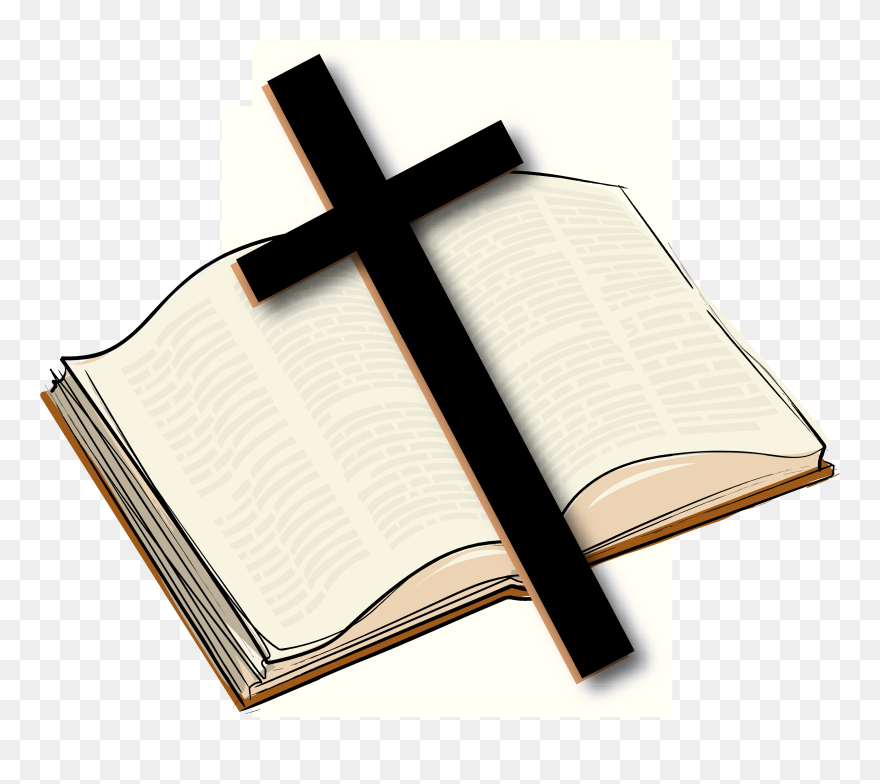 Open Bible With A Cross - Clipart Open Bible And Cross - Png Download