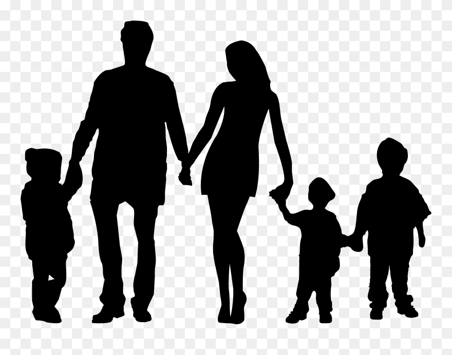 My Black Family, My White Privilege - Silhouette Of Family Of 5 Clipart