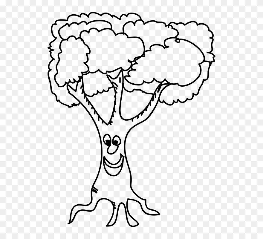 Tree With A Face Drawing Clipart