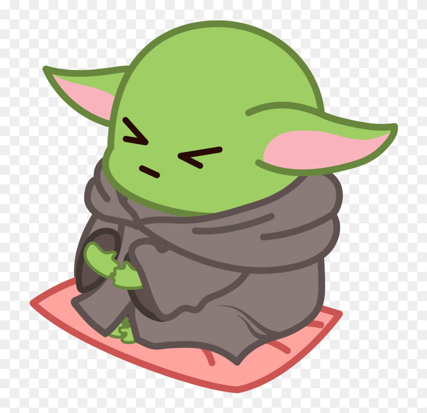 Baby Yoda Meditating - Cartoon Clipart