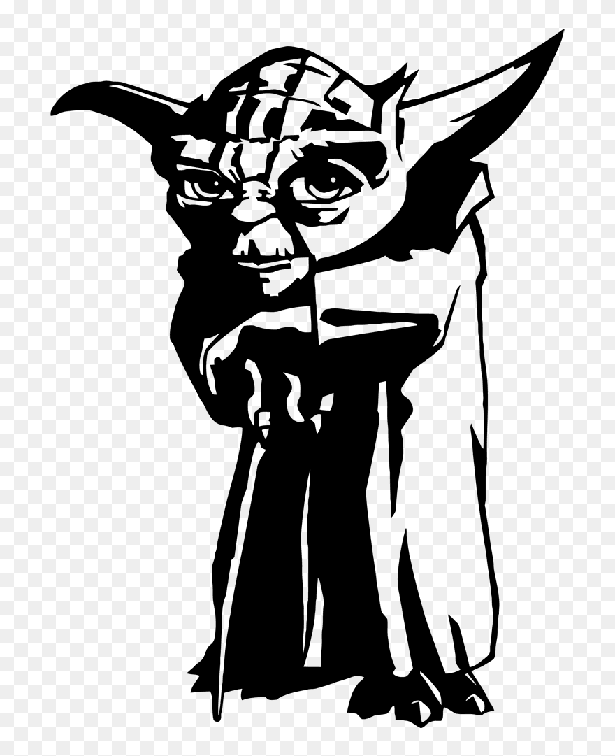 Yoda Face Silhouette - Yoda Black And White Clipart