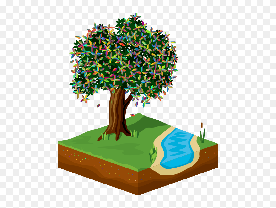 Isometric Serene Scene - 3d Nature Png Clipart