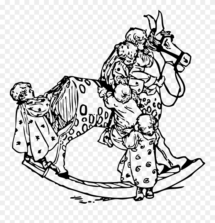 Tahta At Siyah Beyaz Clipart