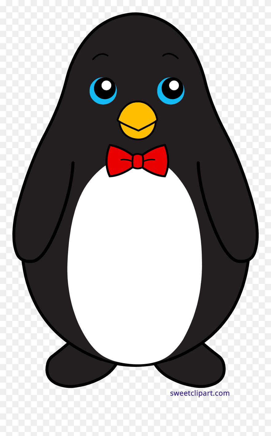 Clip Transparent Penguin Black Sweet Clip Art - Cartoon Penguin With Bow Tie - Png Download