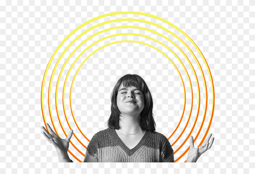 Woman With Her Eyes Closed And Smiling - Circle Clipart