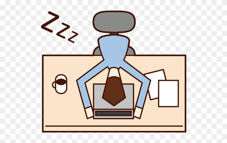 Illustration Of A Man Who Fell Asleep At Work Clipart