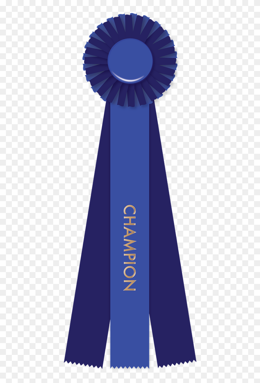 Blue Ribbon Champion Winner - Trophy Clipart