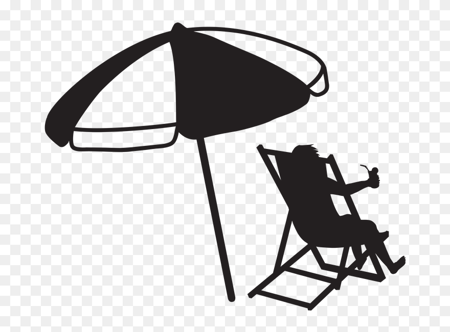 Beach Cartoon Drawing Cartoonjdi - Beach Chair Umbrella Silhouette Clipart