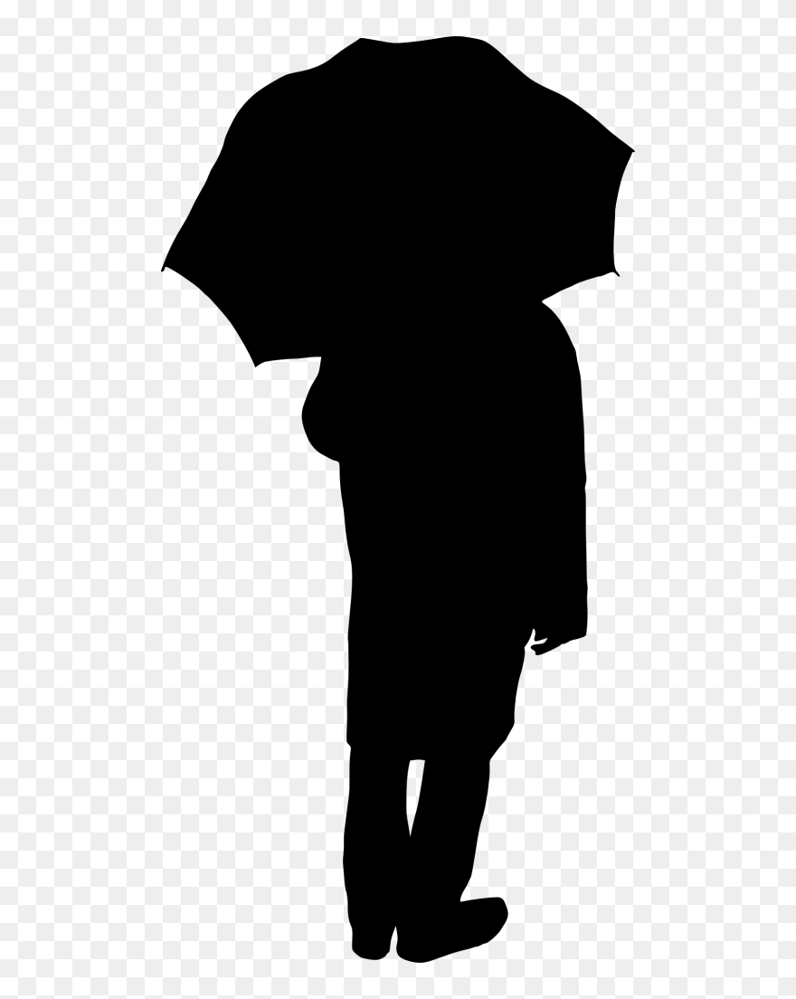 Woman Umbrella Silhouette - Silhouette Clipart
