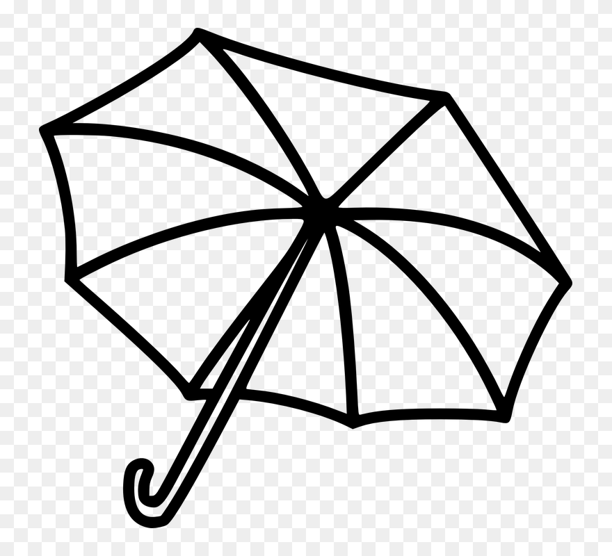 Umbrella And Rain To Color Clipart