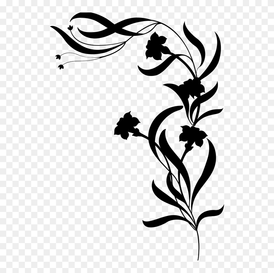 Silhouette Flower Vine Clipart - Png Download