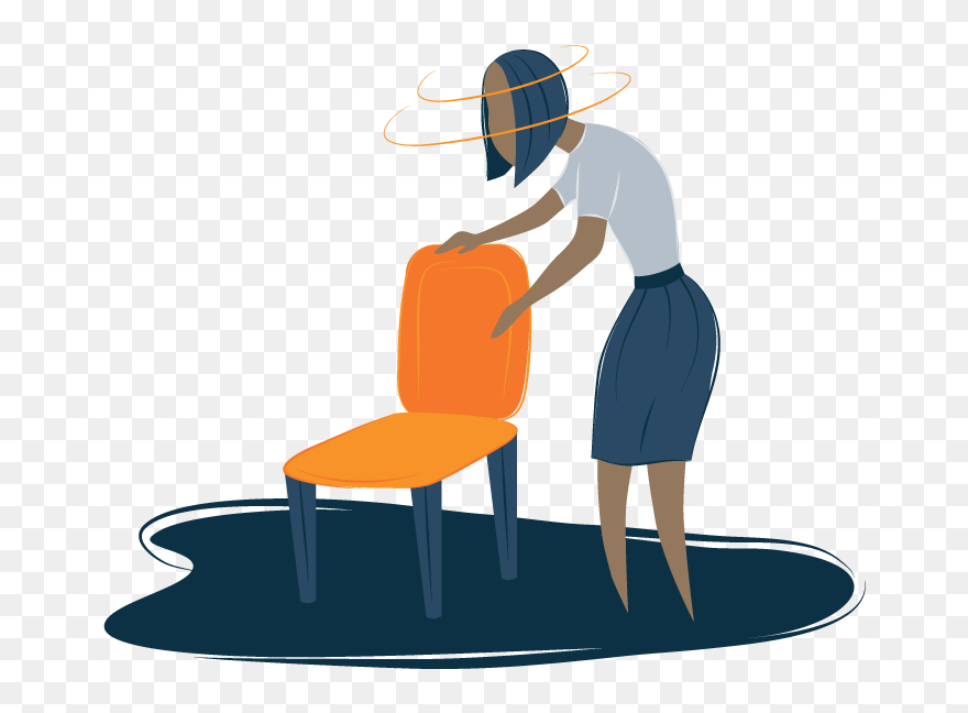 A Woman Leaning On A Chair Showing Fatigue - Chair Clipart