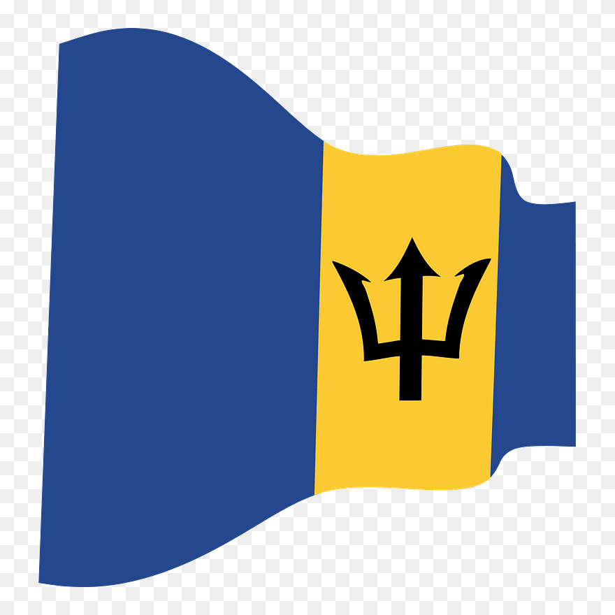 Barbados Wavy Flag Clipart - Barbados Flag - Png Download