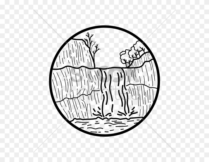 Waterfall Line Drawing Clipart