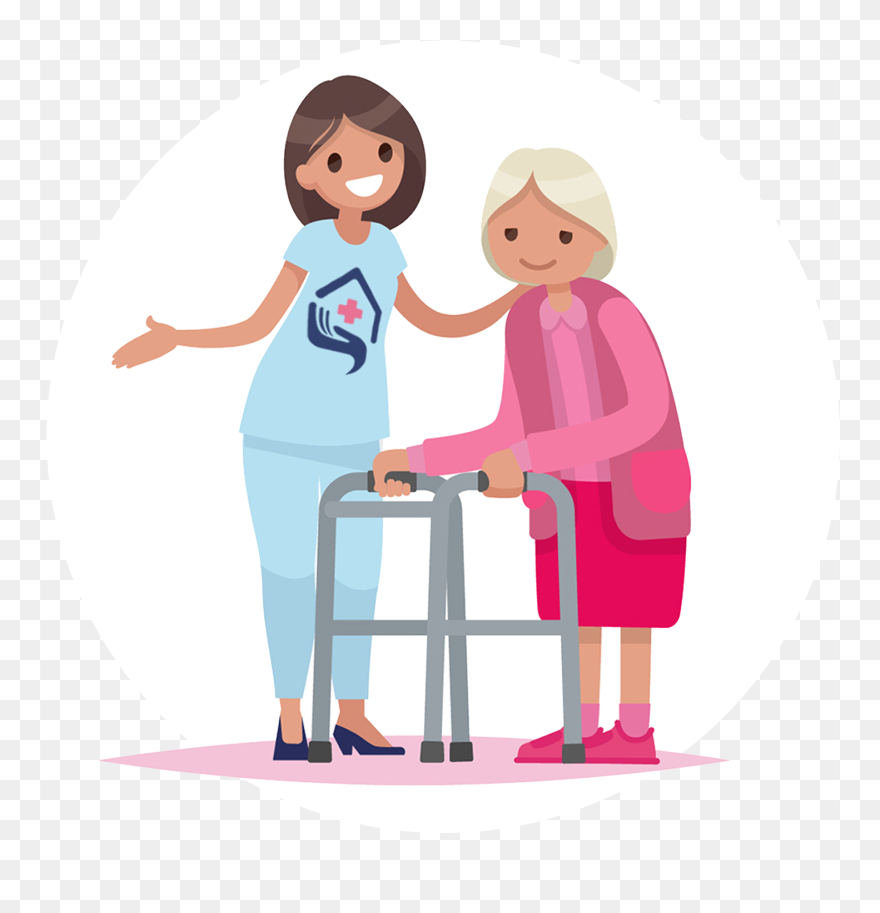 Nurse And Elderly Patient Cartoon Clipart