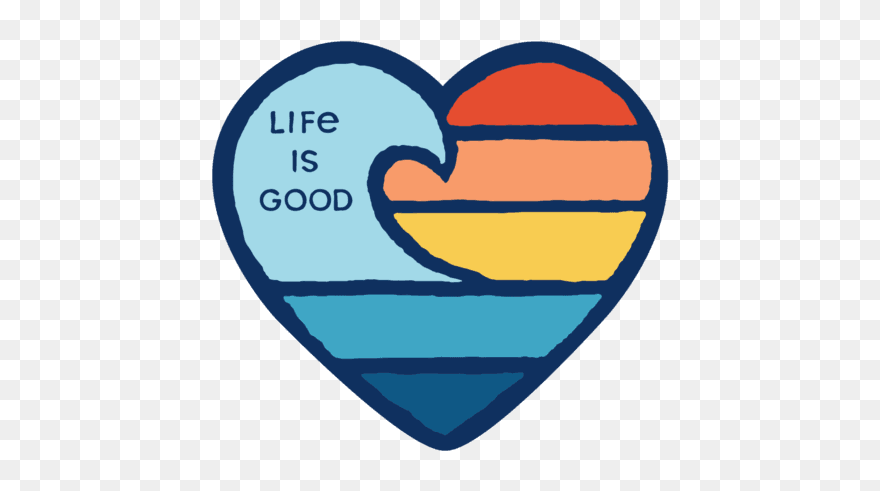 Wave Heart Small Die Cut Decal - Life Is Good Sticker Pack Clipart