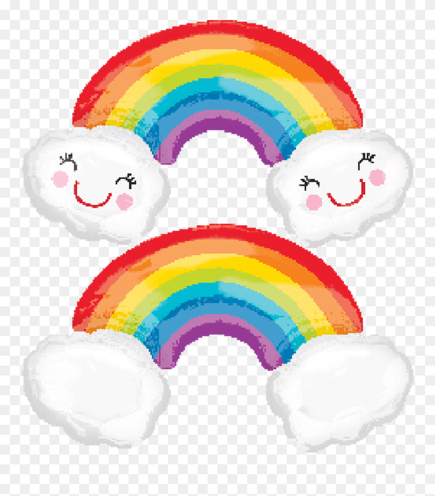 Rainbow With Clouds Foil Shape Balloon 89cm - Clouds With Rainbow Foil Balloon Clipart