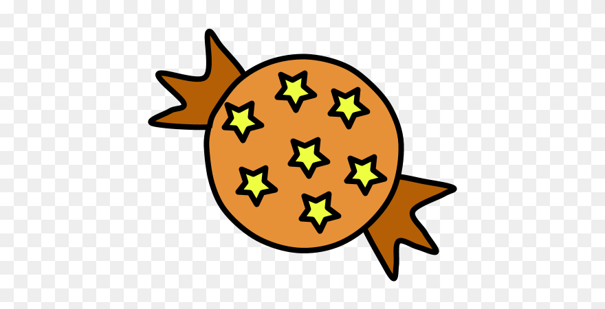 Hard Candy, Star Wrapper, Orange - Cartoon Sweet Wrapper Clipart
