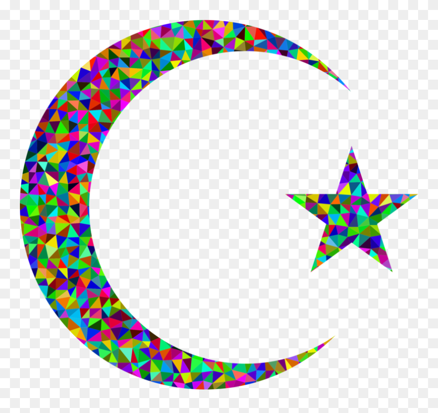 Leaf,symmetry,body Jewelry - Crescent Moon And Star Mosaic Clipart