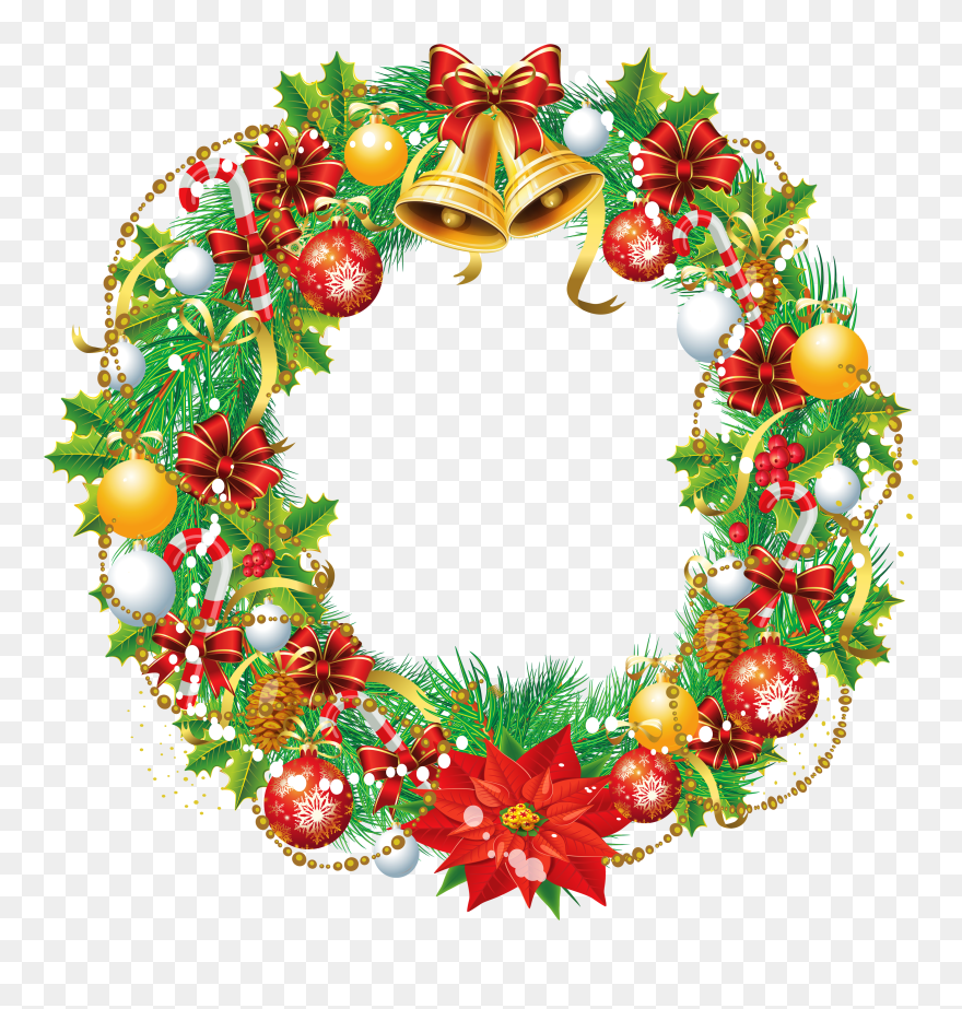 Christmas Garland Png Transparent - Transparent Christmas Wreath Cartoon Clipart