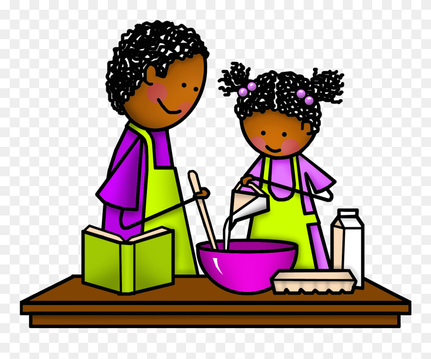 Child Cooking Dad Cartoon Clipart