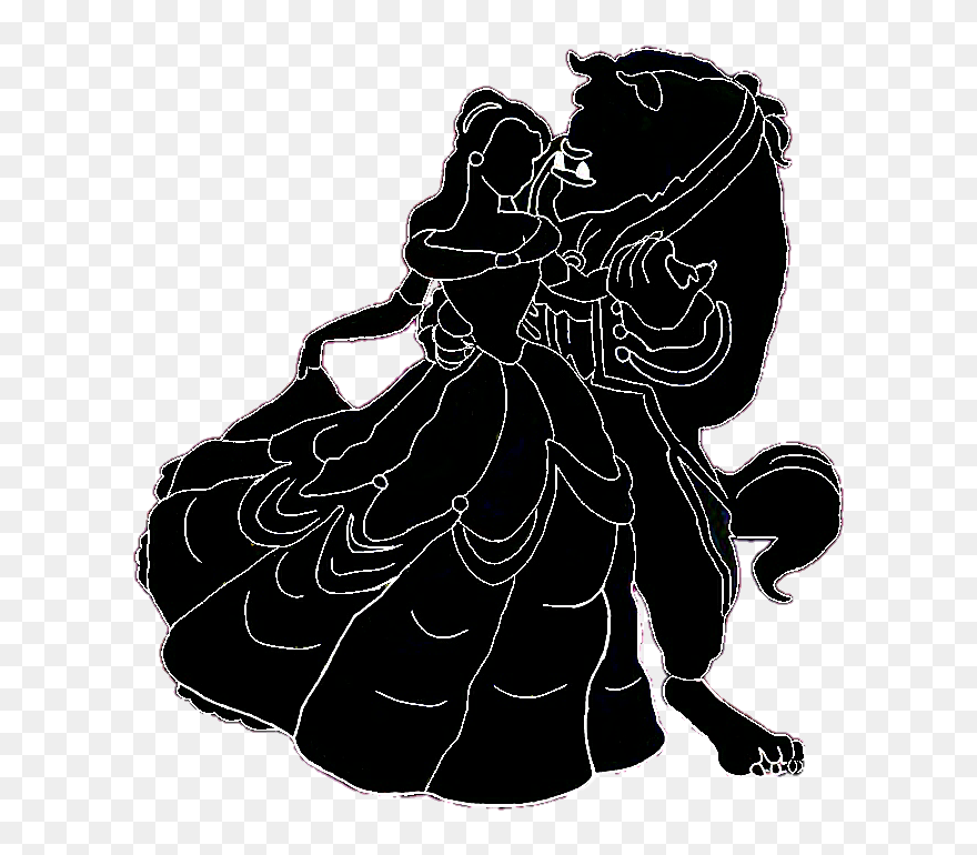 Belle Silhouette Beauty And The Beast Black And White - Silhouette Beauty And The Beast Art Clipart