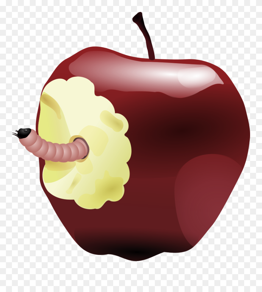 Teachers Apple - Bitten Apple With Worm Clipart
