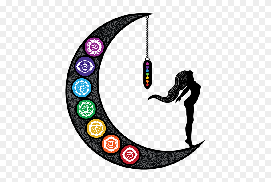 Cresent Moon With Chakras Clipart
