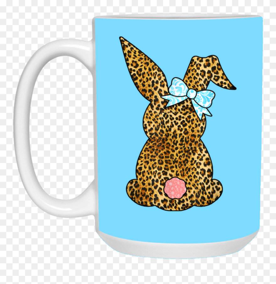 Cute Easter Leopard Plaid Bunny Rabbit Mug Cup Coffee - Real Cheetah Pattern Clipart