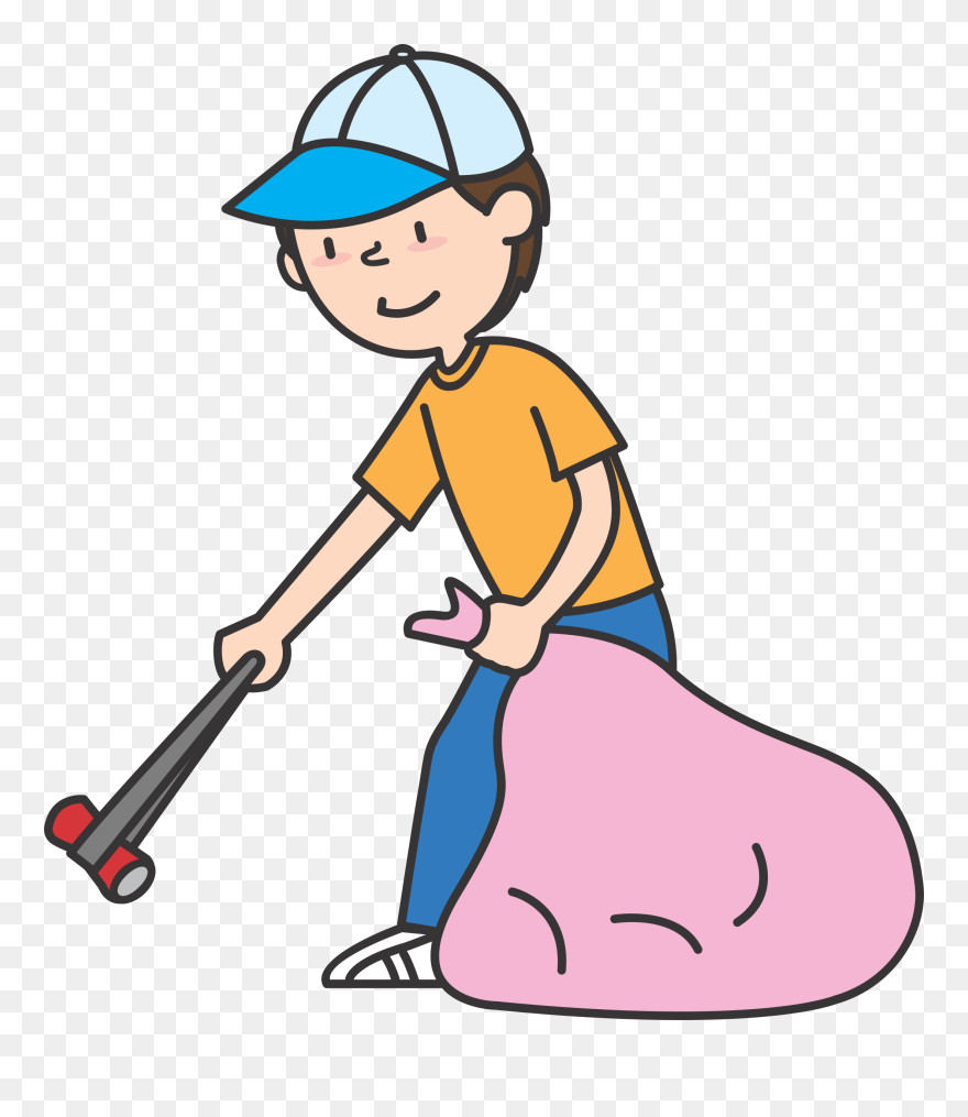 Transparent Picking Up Clipart - Cartoon Picking Up Trash - Png Download