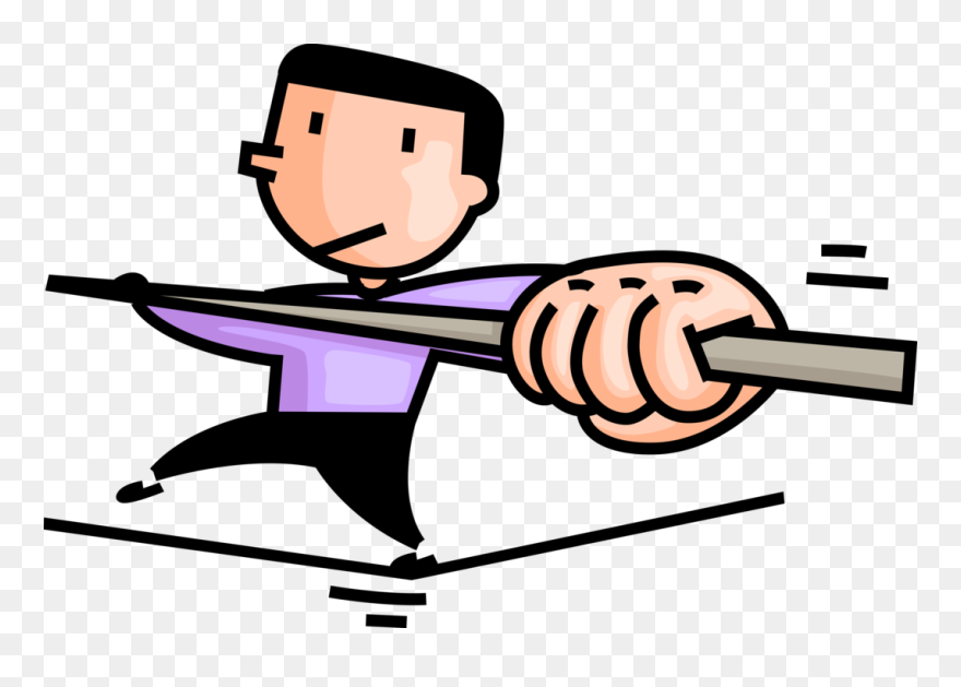 Squat Vector Cartoon - Man Walking On Wire Cartoon Clipart