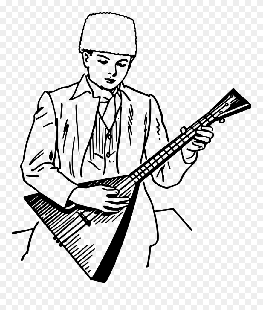 Boy Playing Balalaika - Persona Tocando Zampoña Blanco Y Negro Clipart