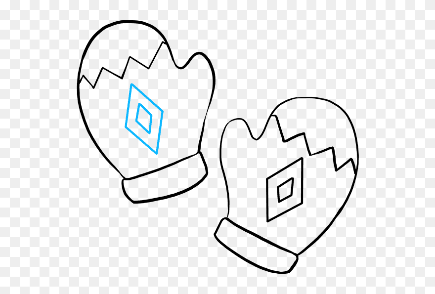 How To Draw Mittens - Draw Mittens Step By Step Clipart